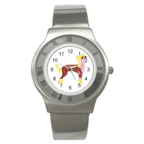 Chinese Crested Stainless Steel Watch from ArtsNow.com Front