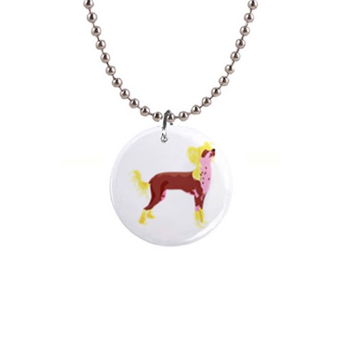 Chinese Crested 1  Button Necklace from ArtsNow.com Front