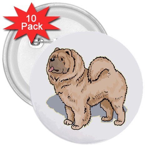 Chow Chow 3  Button (10 pack) from ArtsNow.com Front