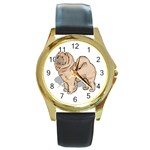 Chow Chow Round Gold Metal Watch