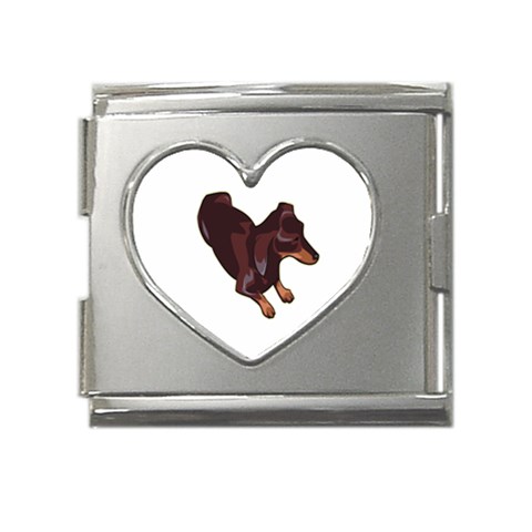 Dachshund Mega Link Heart Italian Charm (18mm) from ArtsNow.com Front