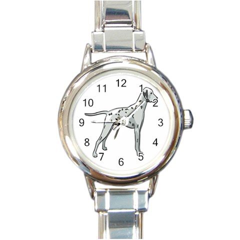 Dalmation Round Italian Charm Watch from ArtsNow.com Front