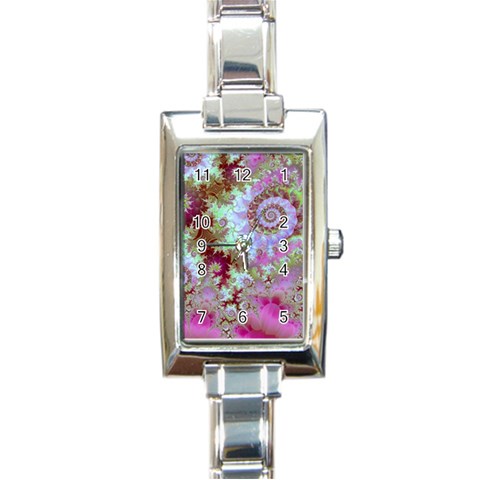 Raspberry Lime Delight, Abstract Ferris Wheel Rectangular Italian Charm Watch from ArtsNow.com Front