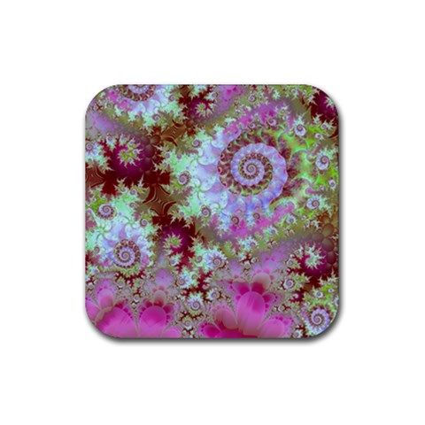 Raspberry Lime Delight, Abstract Ferris Wheel Rubber Coaster (Square) from ArtsNow.com Front