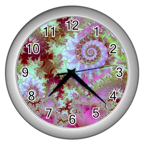 Raspberry Lime Delight, Abstract Ferris Wheel Wall Clock (Silver) from ArtsNow.com Front