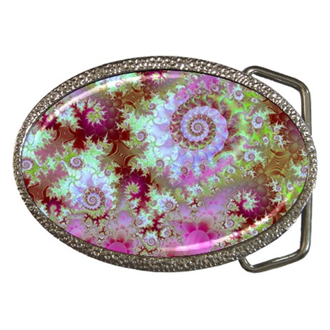 Raspberry Lime Delight, Abstract Ferris Wheel Belt Buckle from ArtsNow.com Front