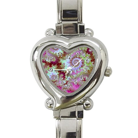 Raspberry Lime Delight, Abstract Ferris Wheel Heart Italian Charm Watch from ArtsNow.com Front