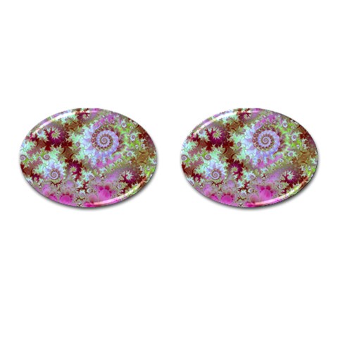 Raspberry Lime Delight, Abstract Ferris Wheel Cufflinks (Oval) from ArtsNow.com Front(Pair)