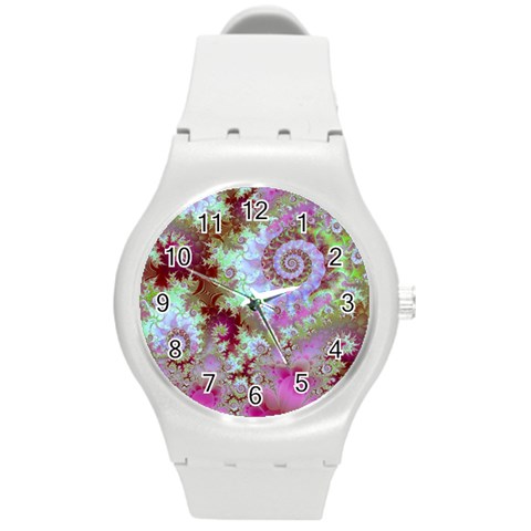 Raspberry Lime Delight, Abstract Ferris Wheel Round Plastic Sport Watch Medium from ArtsNow.com Front