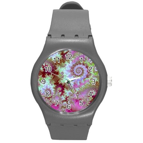 Raspberry Lime Delight, Abstract Ferris Wheel Round Plastic Sport Watch Medium from ArtsNow.com Front