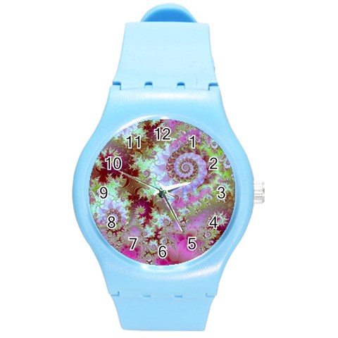 Raspberry Lime Delight, Abstract Ferris Wheel Round Plastic Sport Watch Medium from ArtsNow.com Front