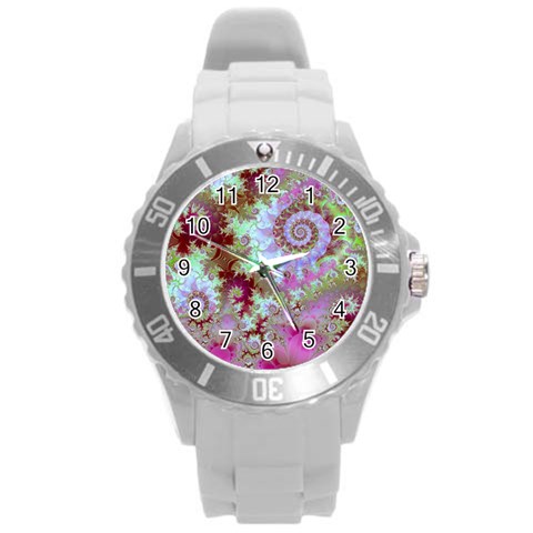 Raspberry Lime Delight, Abstract Ferris Wheel Round Plastic Sport Watch Large from ArtsNow.com Front