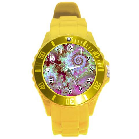 Raspberry Lime Delight, Abstract Ferris Wheel Round Plastic Sport Watch Large from ArtsNow.com Front