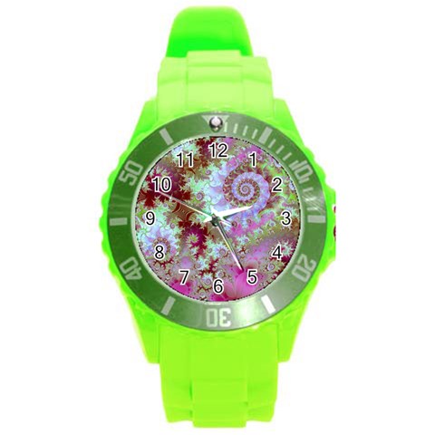 Raspberry Lime Delight, Abstract Ferris Wheel Round Plastic Sport Watch Large from ArtsNow.com Front