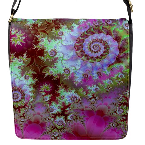 Raspberry Lime Delight, Abstract Ferris Wheel Flap closure messenger bag (Small) from ArtsNow.com Front