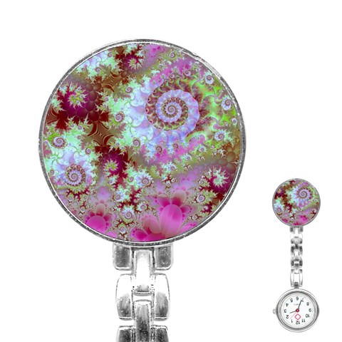 Raspberry Lime Delight, Abstract Ferris Wheel Stainless Steel Nurses Watch from ArtsNow.com Front