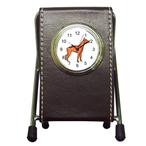 Doberman Pen Holder Desk Clock from ArtsNow.com Front