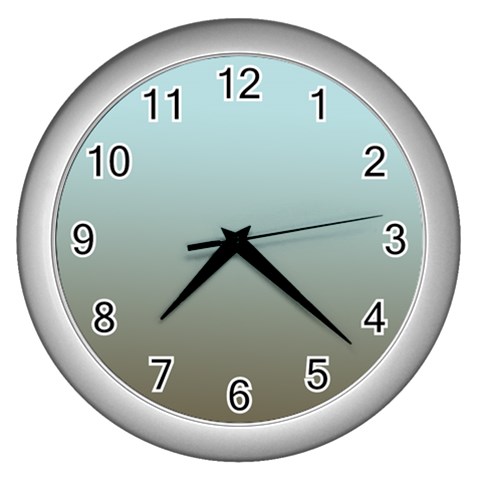 Blue Gold Gradient Wall Clock (Silver) from ArtsNow.com Front