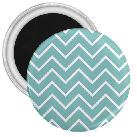 Blue And White Chevron 3  Button Magnet from ArtsNow.com Front