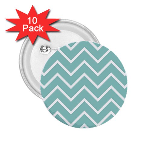 Blue And White Chevron 2.25  Button (10 pack) from ArtsNow.com Front