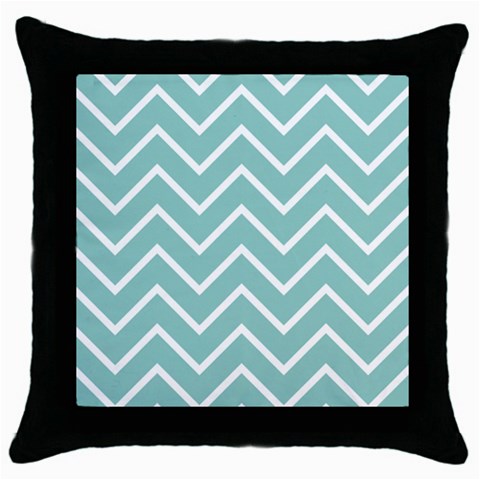 Blue And White Chevron Black Throw Pillow Case from ArtsNow.com Front