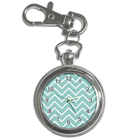 Blue And White Chevron Key Chain Watch from ArtsNow.com Front