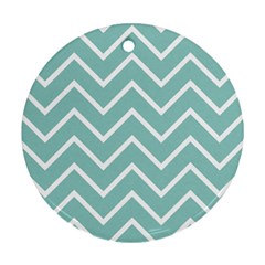 Blue And White Chevron Round Ornament (Two Sides) from ArtsNow.com Front