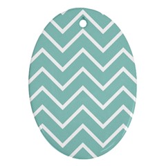 Blue And White Chevron Oval Ornament (Two Sides) from ArtsNow.com Front