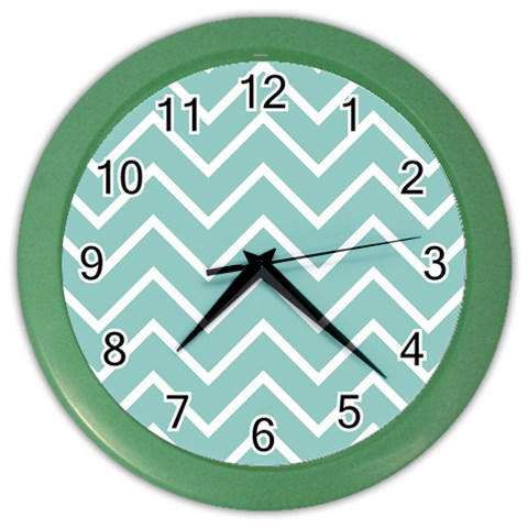 Blue And White Chevron Wall Clock (Color) from ArtsNow.com Front