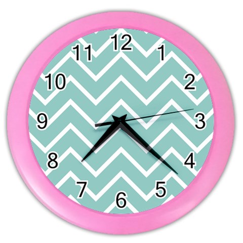 Blue And White Chevron Wall Clock (Color) from ArtsNow.com Front