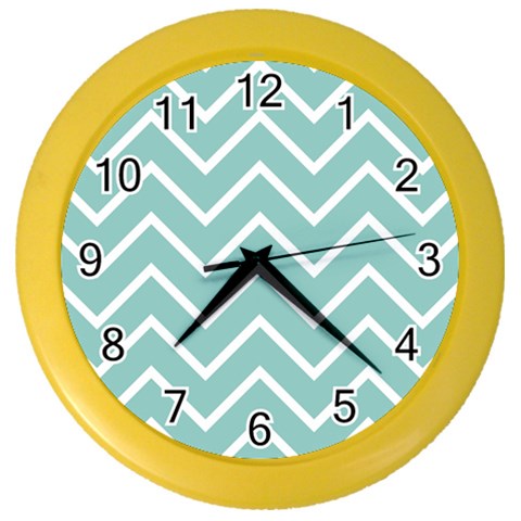 Blue And White Chevron Wall Clock (Color) from ArtsNow.com Front