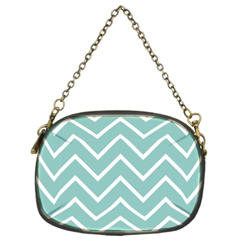 Blue And White Chevron Chain Purse (Two Sided)  from ArtsNow.com Front