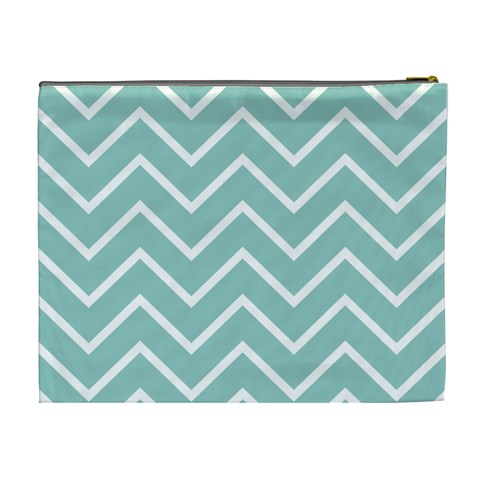 Blue And White Chevron Cosmetic Bag (XL) from ArtsNow.com Back