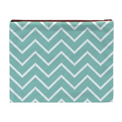 Blue And White Chevron Cosmetic Bag (XL) from ArtsNow.com Back