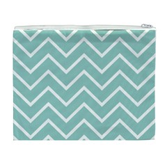 Blue And White Chevron Cosmetic Bag (XL) from ArtsNow.com Back