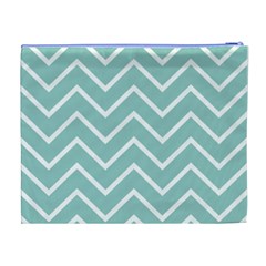 Blue And White Chevron Cosmetic Bag (XL) from ArtsNow.com Back