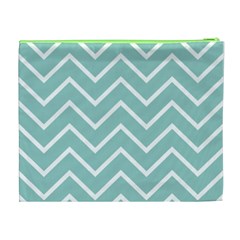 Blue And White Chevron Cosmetic Bag (XL) from ArtsNow.com Back