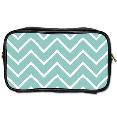 Blue And White Chevron Travel Toiletry Bag (Two Sides) from ArtsNow.com Front