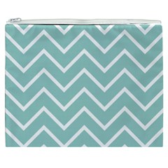 Blue And White Chevron Cosmetic Bag (XXXL) from ArtsNow.com Front