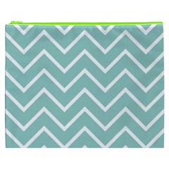 Blue And White Chevron Cosmetic Bag (XXXL) from ArtsNow.com Front