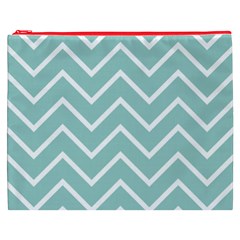 Blue And White Chevron Cosmetic Bag (XXXL) from ArtsNow.com Front