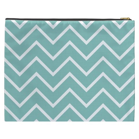 Blue And White Chevron Cosmetic Bag (XXXL) from ArtsNow.com Back