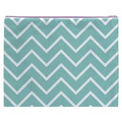 Blue And White Chevron Cosmetic Bag (XXXL) from ArtsNow.com Back