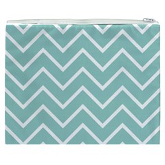 Blue And White Chevron Cosmetic Bag (XXXL) from ArtsNow.com Back