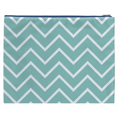 Blue And White Chevron Cosmetic Bag (XXXL) from ArtsNow.com Back