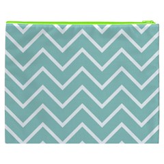 Blue And White Chevron Cosmetic Bag (XXXL) from ArtsNow.com Back