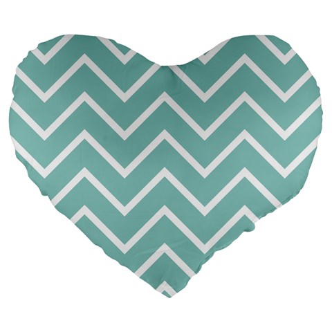 Blue And White Chevron 19  Premium Heart Shape Cushion from ArtsNow.com Front