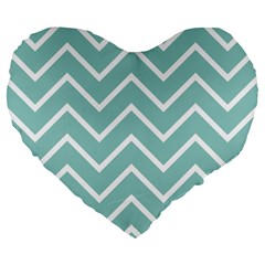 Blue And White Chevron 19  Premium Heart Shape Cushion from ArtsNow.com Front