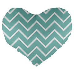 Blue And White Chevron 19  Premium Heart Shape Cushion from ArtsNow.com Back