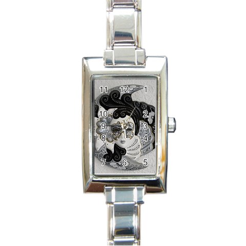 Venetian Mask Rectangular Italian Charm Watch from ArtsNow.com Front